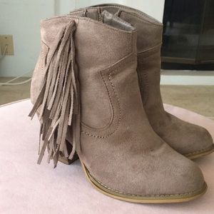 Fringe Taupe Booties